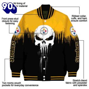 Pittsburgh Steelers Punisher Skull Gold Black White Jacket