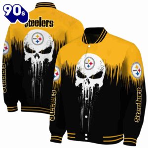 Pittsburgh Steelers Punisher Skull Gold Black White Jacket