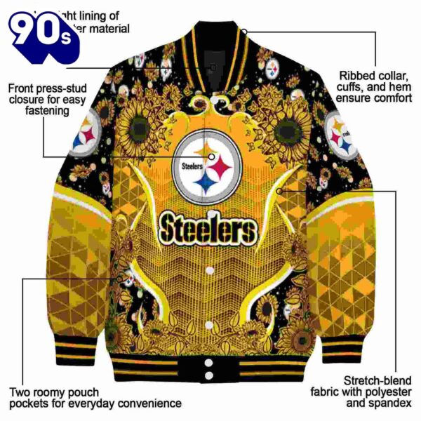 Pittsburgh Steelers Sunflower Bloom Gold Yellow Jacket