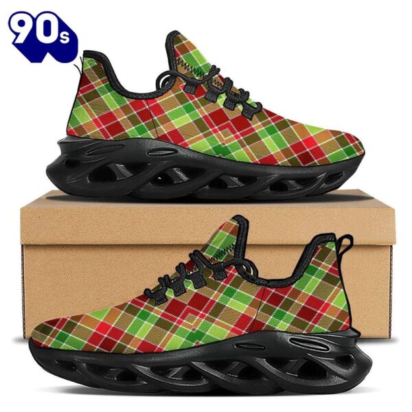 Plaid Merry Christmas Print Pattern Black Max Soul Shoes