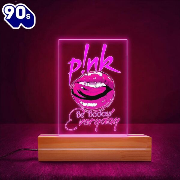 P!Nk Led Light With Wooden Base Gift Christmas  Gift For Christmas