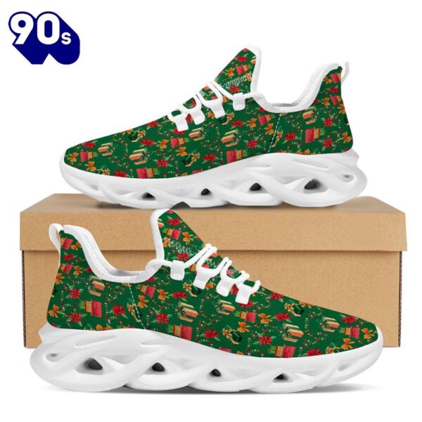 Poinsettia Cute Christmas Print Pattern White Max Soul Shoes