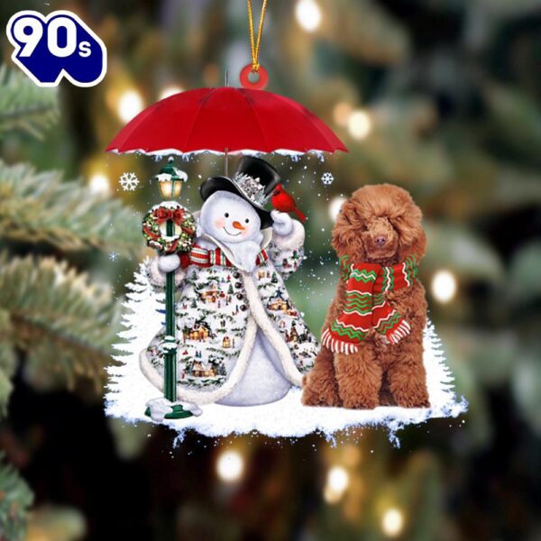 Poodle 3 With Snowman Christmas Ornament, Gift For Christmas