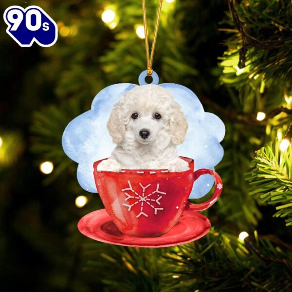 Poodle On The Cup Christmas Ornament, Gift For Christmas