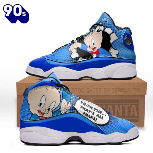 Porky Pig Air Jordan 13 Sneakers Custom Comic Style Shoes