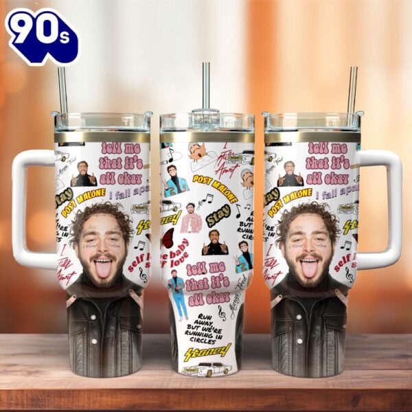 Post Malone Music Custom Stanley Quencher 40oz Stainless Steel Tumbler  For Fans