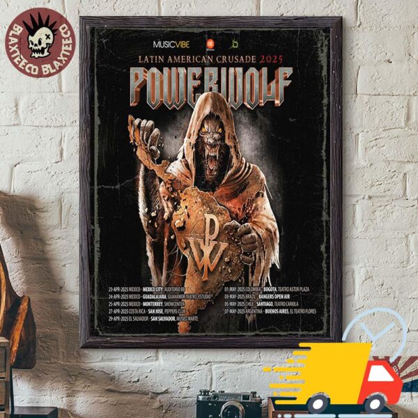 Powerwolf Latin American Crusade 2025 Tour Dates List Canvas
