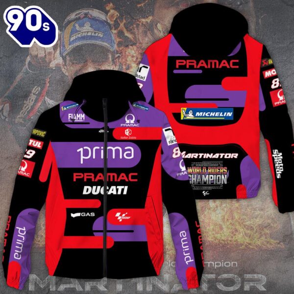 Prima Pramac Racing x Jorge Mart?n 3D Windbreaker Jacket For Man And Women