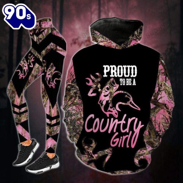 Proud To Be A Country Girl All Over Print Leggings Hoodie Set Outfit For Women Gift Xmas