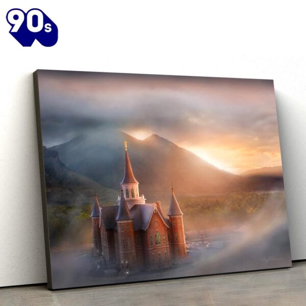 Provo City Center Temple Sunrise Detail Canvas Wall Art Jesus Christ Picture Canvas  Gift Christmas
