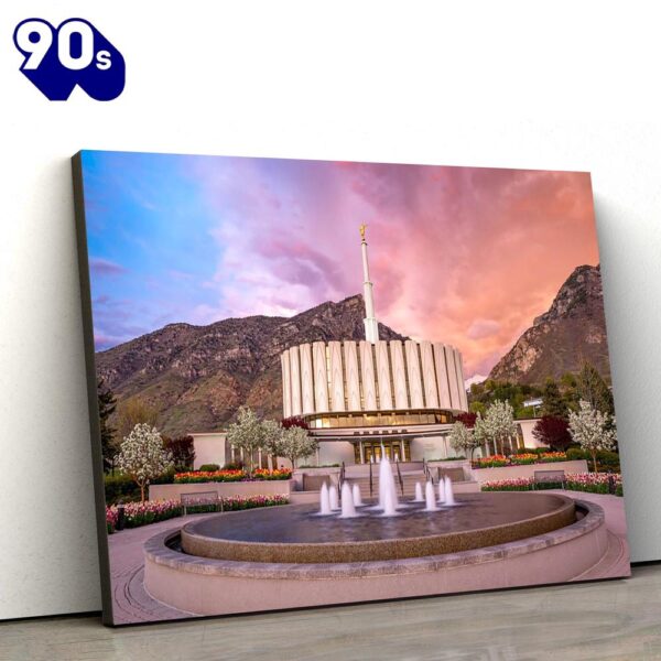 Provo Temple Sunset Storm Canvas Wall Art Jesus Christ Picture Canvas Christian Wall Art  Gift Christmas