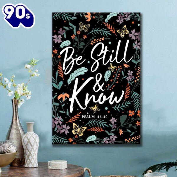 Psalm 4610 Be Still And Know Wildflowers Butterflies Christian Canvas Art