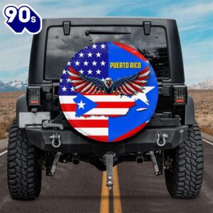 Puerto Rico Flag American Eagle Spare Tire Cover