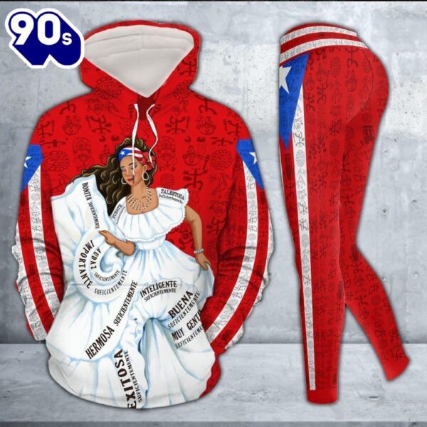 Puerto Rico Girl All Over Print Leggings Hoodie Set Outfit For Women Gift Xmas