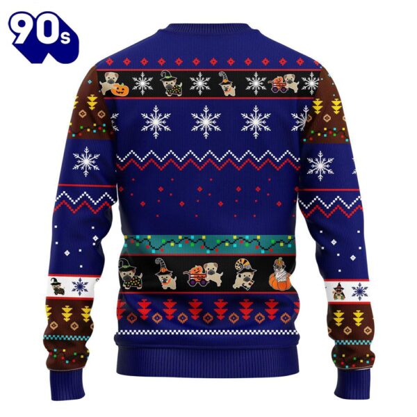 Pug Dog Cute Noel Mc Ugly Christmas Blue