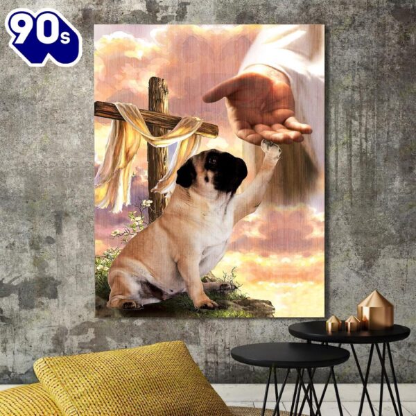 Pug God Hand Canvas Canvas Decor Ideas  Gift Christmas