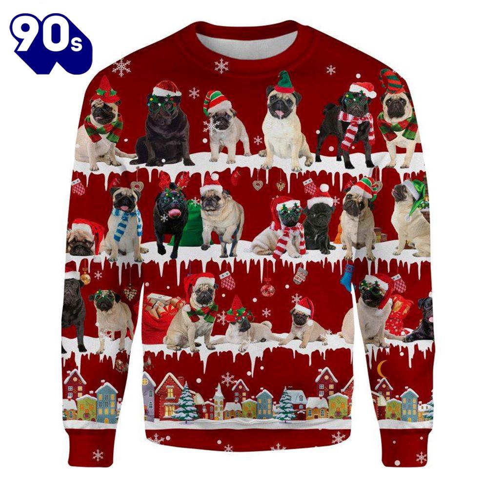Pug Town Snow Winter Festive Celebration In Cool Design Ugly Christmas Sweater Pug Town Snow Winter Festive Celebration In Cool Design Ugly Christmas Sweater