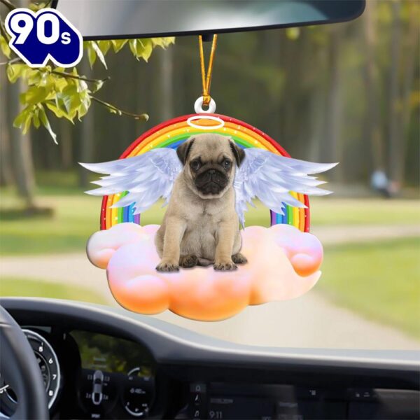 Pug With Angel Wings Memorial Ornament, Gift For Christmas