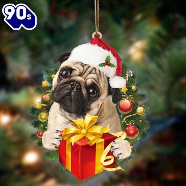 Pug-Dogs Give Gifts Hanging Ornament, Gift For Christmas