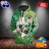 Pugs Dog With St Patrick Green 3D Realistic Hoodie 2025