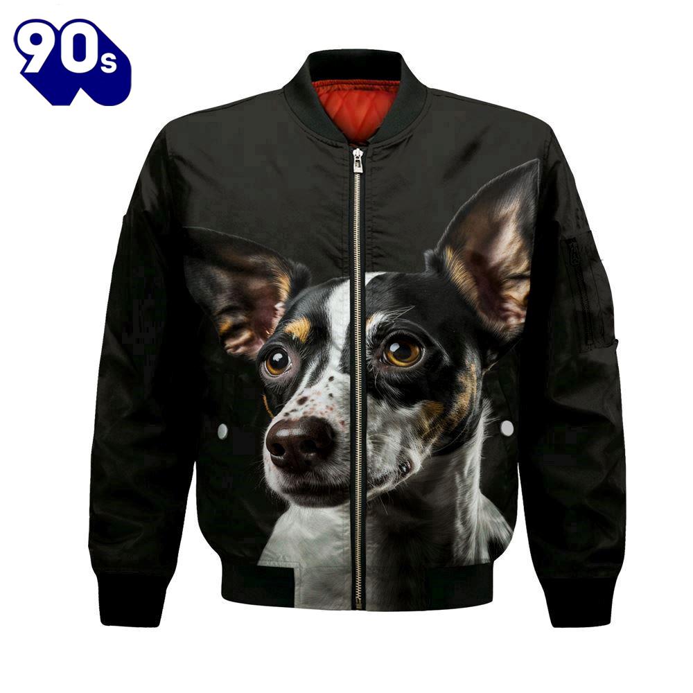 Rat Terrier AI - Unisex 3D Graphic Bomber Jacket Rat Terrier AI - Unisex 3D Graphic Bomber Jacket