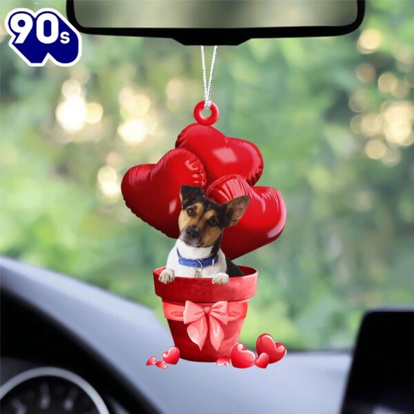 Rat Terrier Red Heart Balloon Ornament, Gift For Christmas