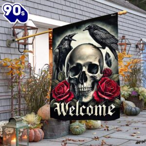 Halloween Raven Skull Halloween Flag,…