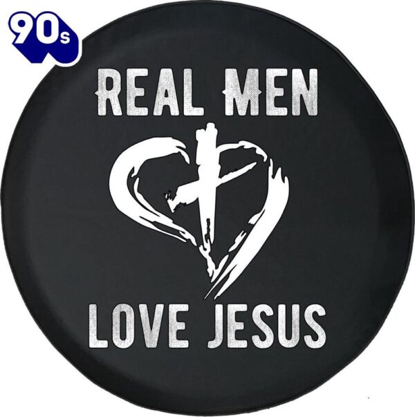 Real Men Love Jesus Faith Spare Tire Cover – Christian Tire Cover Car Decor