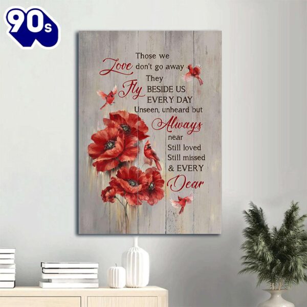 Red Cardinal Christian Brilliant Poppy Flower Heaven Canvas Wall Art Christian Gift  Gift Christmas