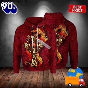 Red Dragon Irish St Patricks Day 3D Realistic Hoodie 2025