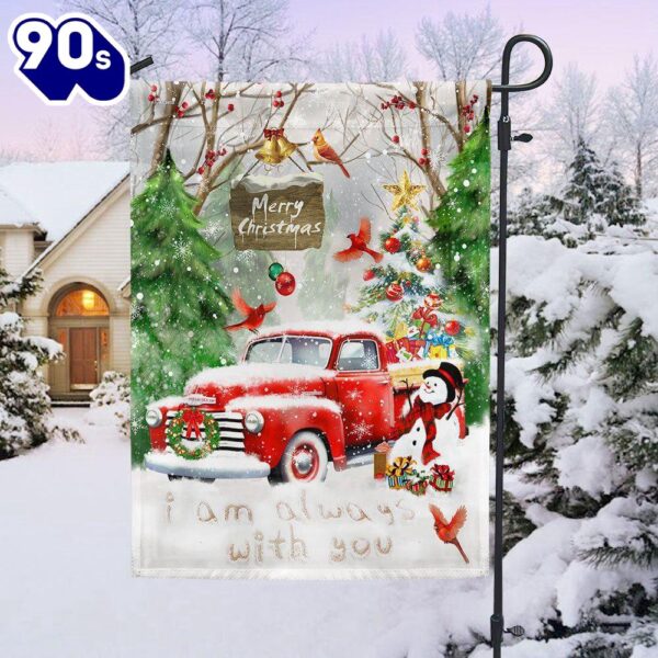 Red Truck Cardinal Christmas Flag I Am Always With You Flag  Decorate For Christmas