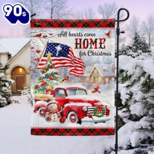 Red Truck Christmas Flag All…