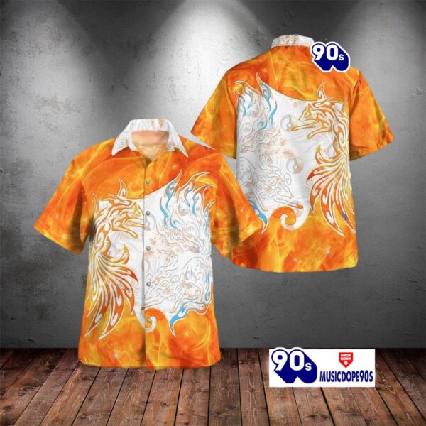 Regular And Alolan Ninetales Tribal Style Pokemon Design Hawaiian Shirt