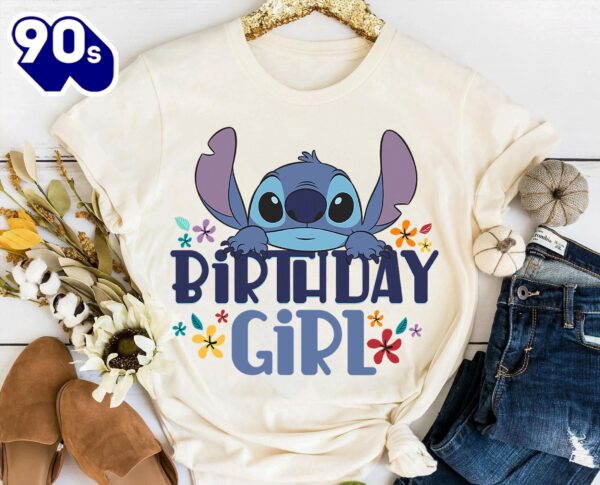 Retro Disney Lilo And Stitch Birthday Girl T-Shirt Lovely Unique Gift Gift Summer