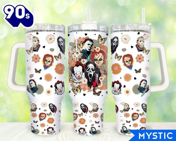 Retro Horror Characters Movies Custom Stanley Cup 40 Oz Tumbler With Handle