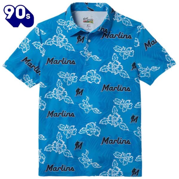 Reyn Spooner Miami Marlins Hawaiian Button Up Shirts Blue