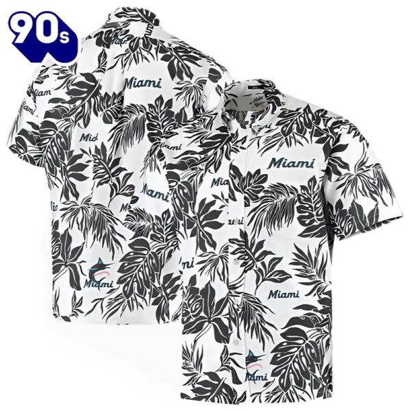 Reyn Spooner Miami Marlins Hawaiian Button Up Shirts White Button-Down Shirt