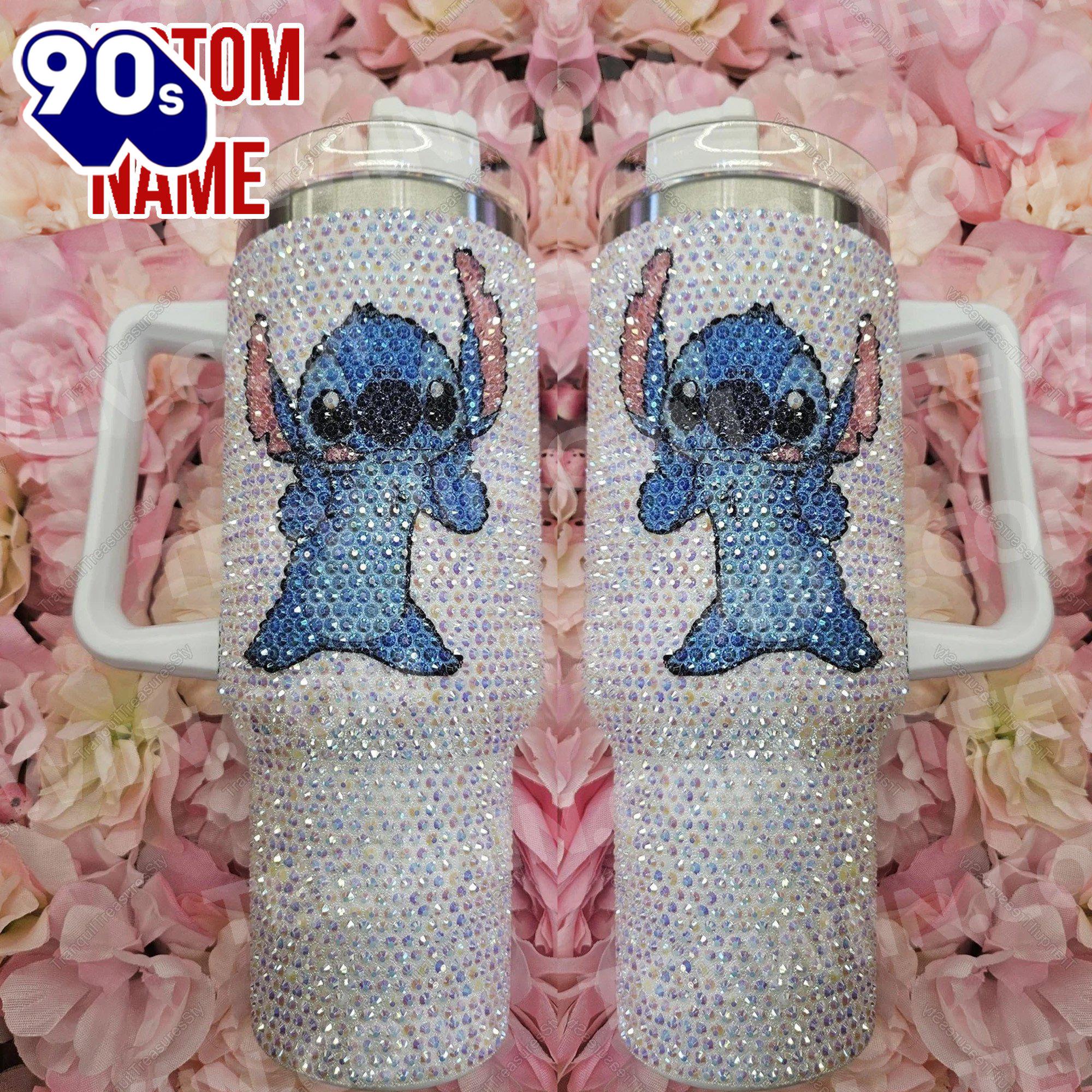 Rhinestone Bling Stitch Cartoon Custom Stanley Quencher 40oz Stainless Steel Tumbler With Handle Rhinestone Bling Stitch Cartoon Custom Stanley Quencher 40oz Stainless Steel Tumbler With Handle