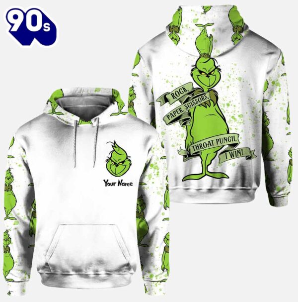 Rock Paper Scissors I Win – Personalized Grinch Hoodie and Leggings set