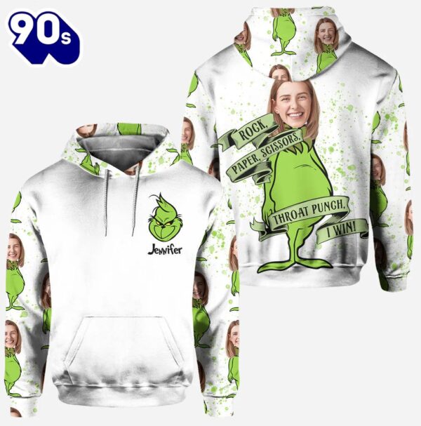 Rock Paper Scissors – Personalized Grinch Christmas Hoodie and Leggings