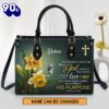 Romans 8 28 And We Know That In All Things Religious Personalized Leather Handbag With Handle Gifts , Christian Bags  Gift For Women Christmas