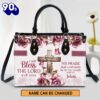 Rose & Cross Psalm 341 I Will Bless the Lord At All Times Leather Bag , Christian Bags  Gift For Women Christmas