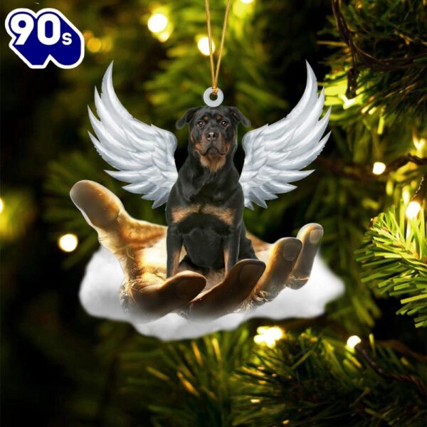 Rottweiler 2 On The Hands Of Jesus Ornament, Gift For Christmas