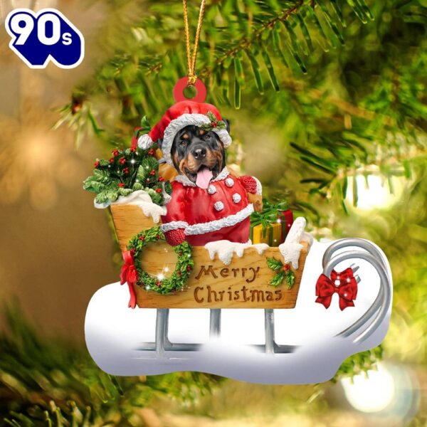 Rottweiler Merry Christmas Ornament, Gift For Christmas