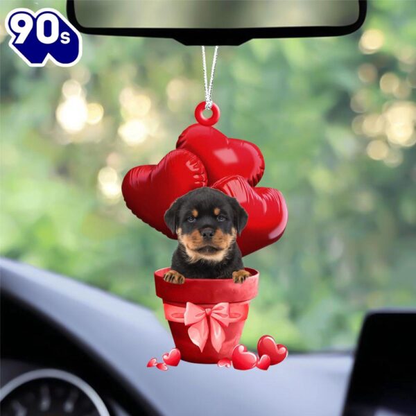 Rottweiler Red Heart Balloon Ornament, Gift For Christmas