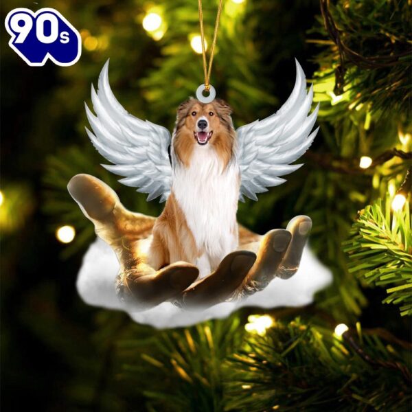 Rough Collie On The Hands Of Jesus Ornament, Gift For Christmas