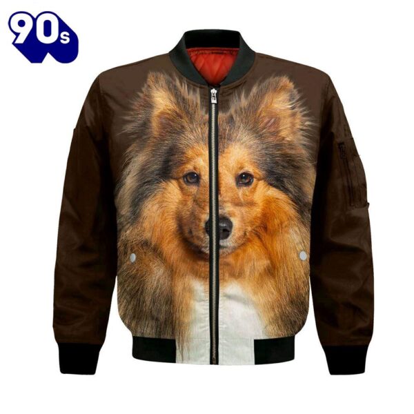 Rough Collie – Unisex 3D Graphic Bomber Jacket
