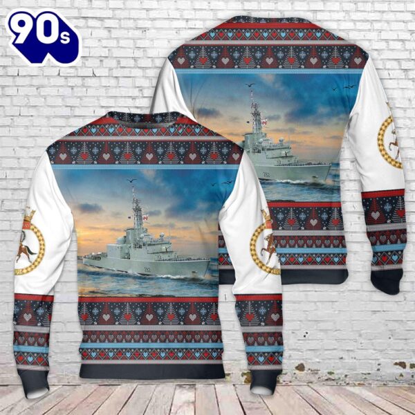 Royal Canadian Navy RCN HMCS Athabaskan DDG 282 Iroquois-class Guided Missile Destroyer Christmas Sweater