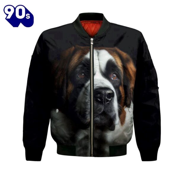 Saint Bernard 1 AI – Unisex 3D Graphic Bomber Jacket