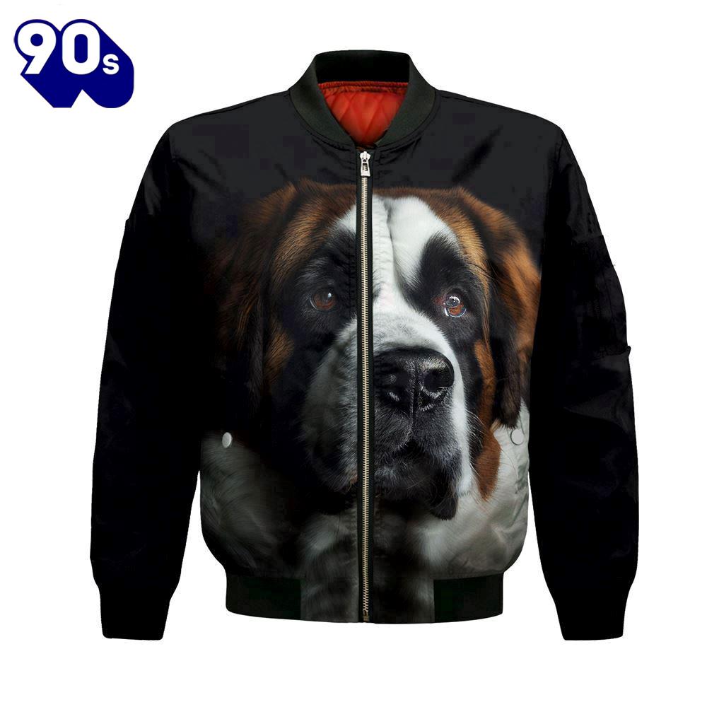 Saint Bernard 1 AI - Unisex 3D Graphic Bomber Jacket Saint Bernard 1 AI - Unisex 3D Graphic Bomber Jacket